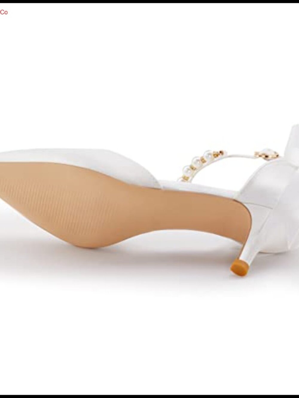 Women's Pearl Ankle Strap Kitten Heel D'Orsay Satin Pumps Pointed Toe Wedding - Picture 5 of 6